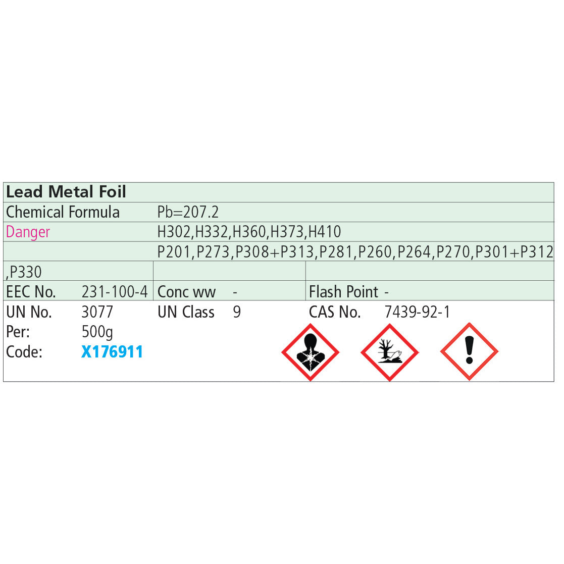 Lead Metal Foil 500g