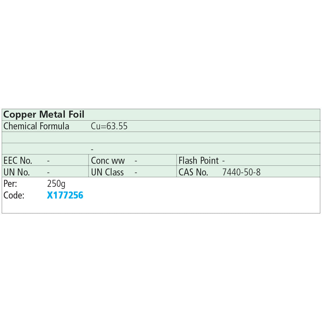 Copper Metal Foil 250g