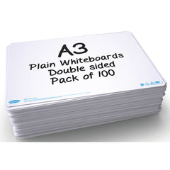 Show-Me A3 Plain Drywipe Boards Pack of 100