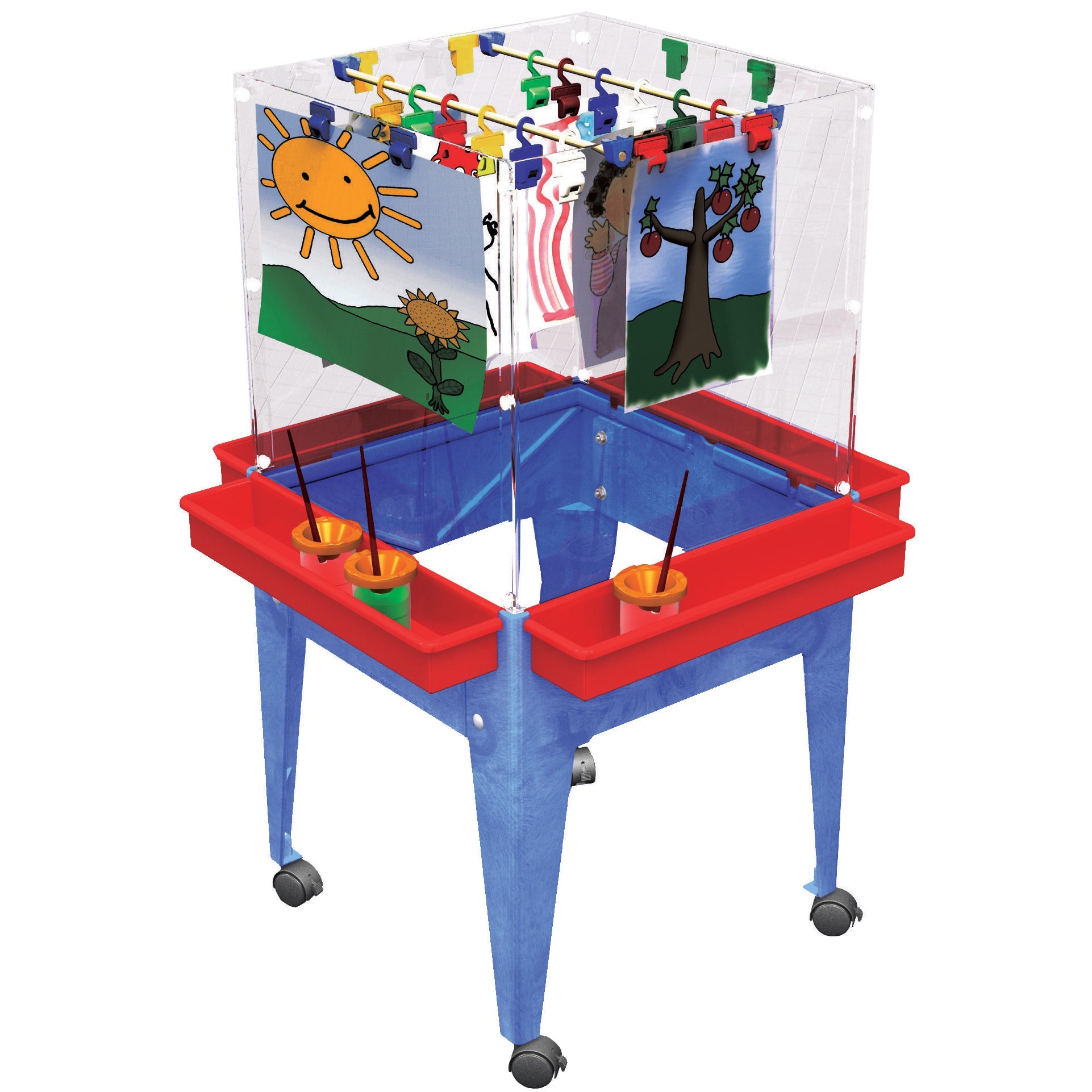 4 Sided Space Saver Easel Blue/Red