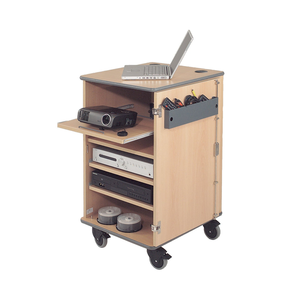 Mobile Multimedia Cabinet Beech